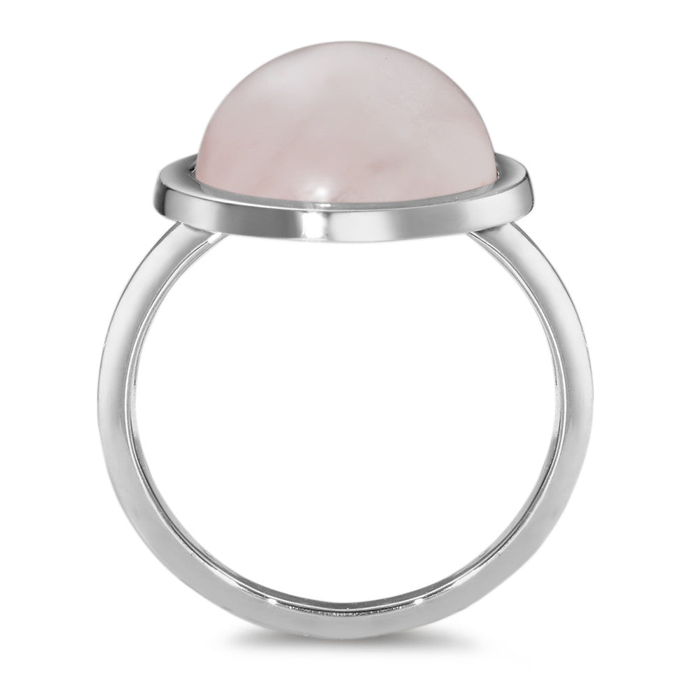 Anello Oro bianco 750/18 carati Quarzo rosa Ø15 mm