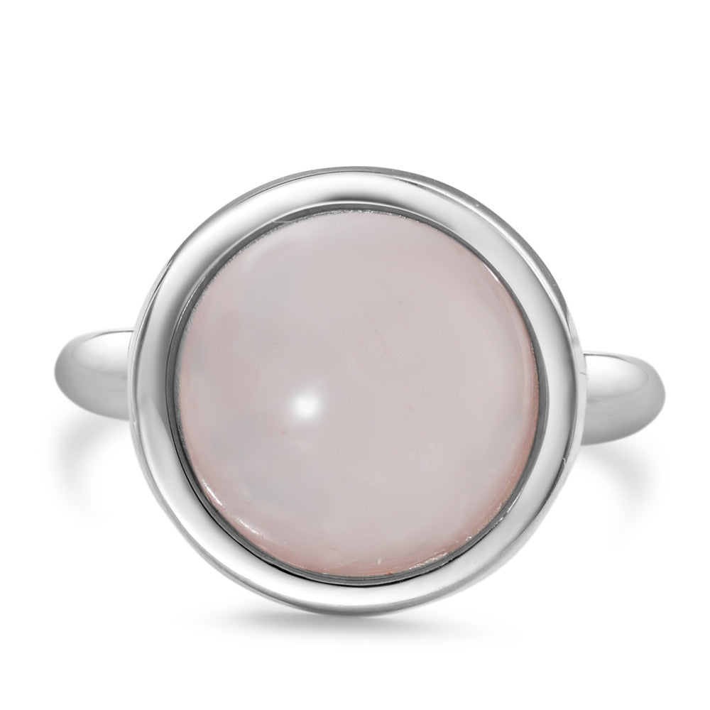 Anello Oro bianco 750/18 carati Quarzo rosa Ø15 mm