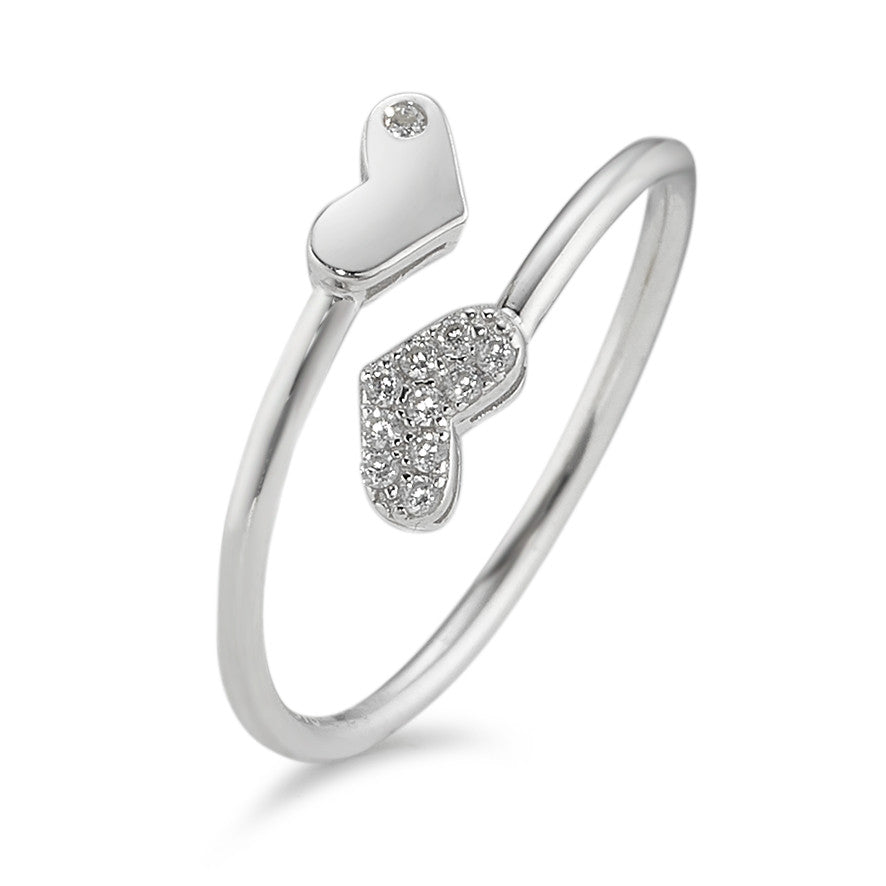 Anello Argento Zirconia rodiato Cuore