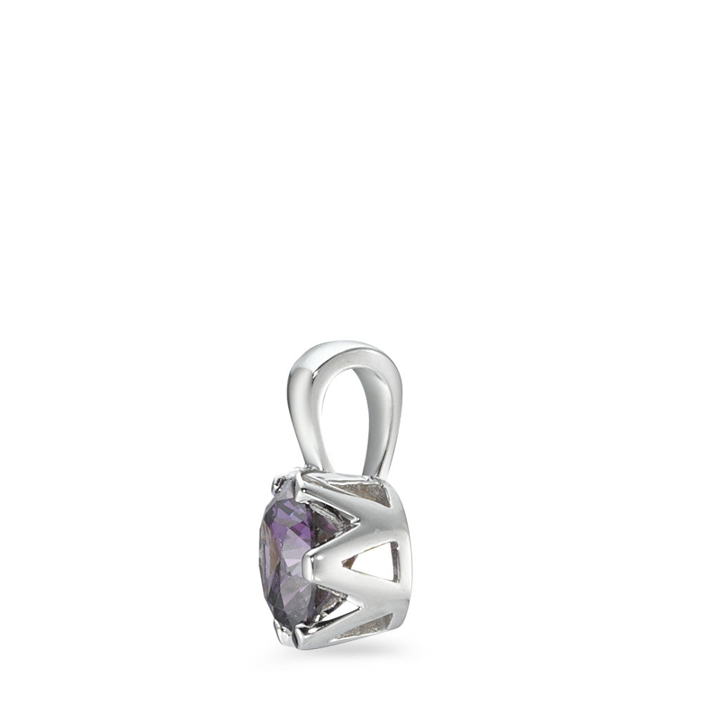 Ciondolo Argento Zirconia Viola rodiato Ø7 mm