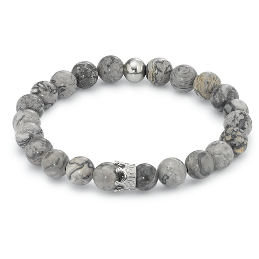 Bracciale Acciaio inossidabile Agata Grigio Corona 20 cm Ø8.5 mm