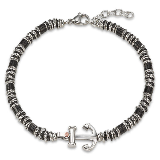 Bracciale Acciaio inossidabile nero rivestimento IP Ancora 18-21 cm Ø4.5 mm