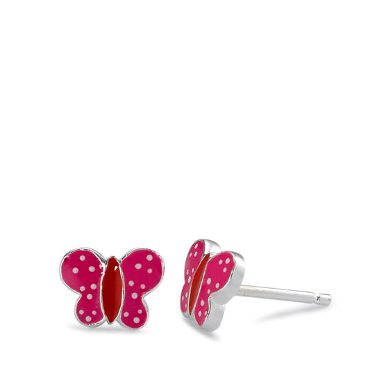 Clous d'oreilles Argent Laqué Papillon Ø7 mm