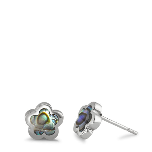 Ohrstecker Silber Abalone rhodiniert Blume Ø9 mm