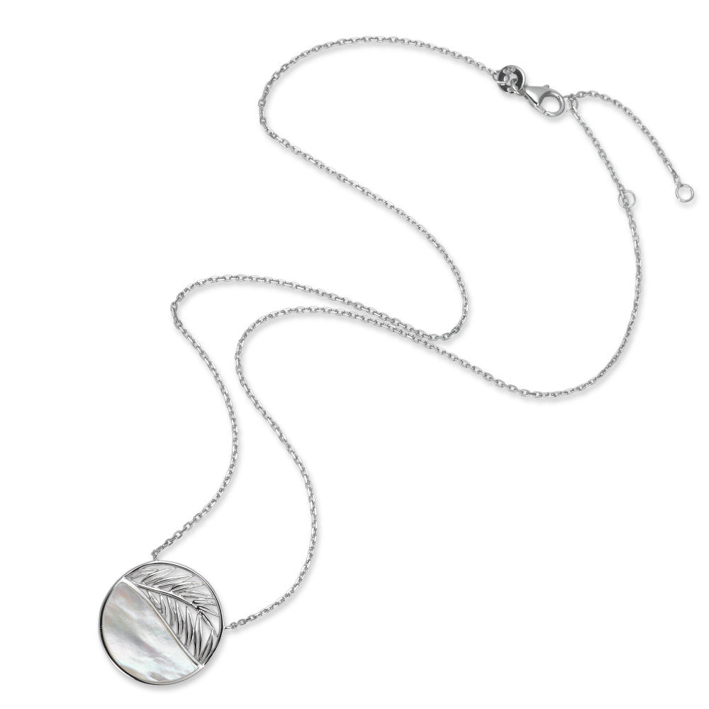 Collana Argento rodiato Madreperla Foglio 40-45 cm