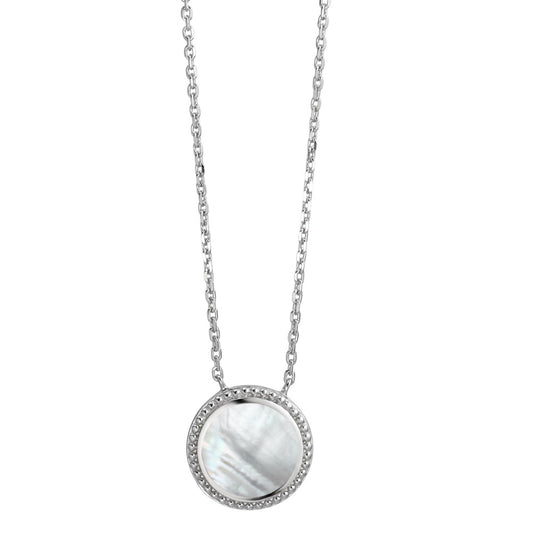 Collier Argent Rhodié nacre 40-45 cm Ø13 mm