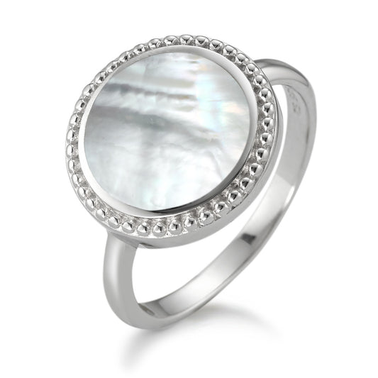 Bague Argent Rhodié nacre Ø13 mm