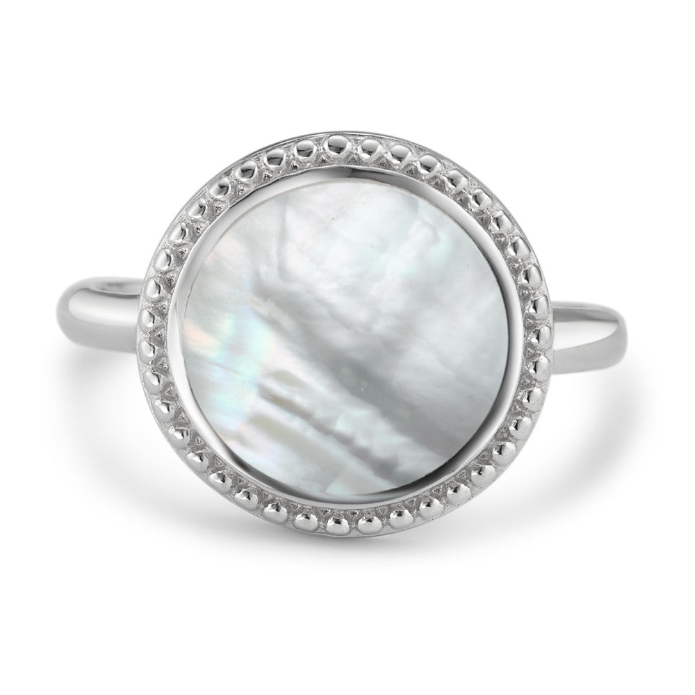 Bague Argent Rhodié nacre Ø13 mm