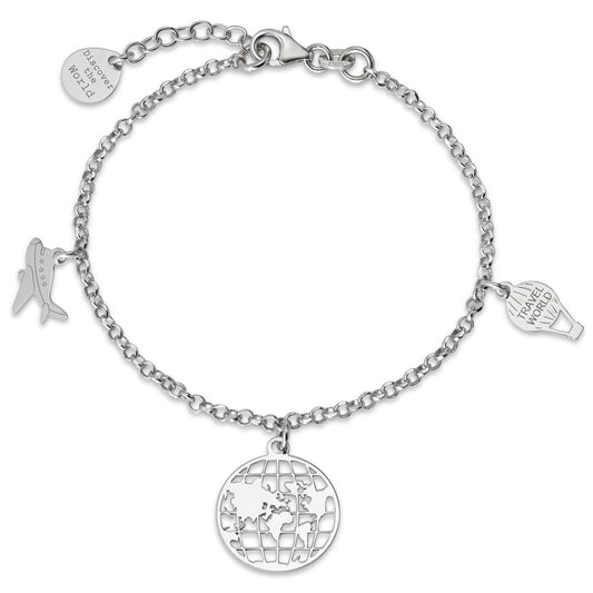 Bracciale Argento rodiato Globo 16.5-18.5 cm