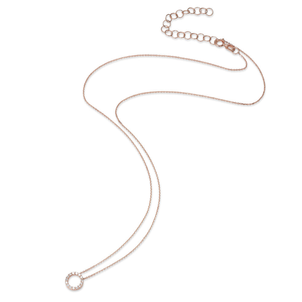 Collier Or rouge 14K Zircone blanc 42-45 cm Ø7 mm