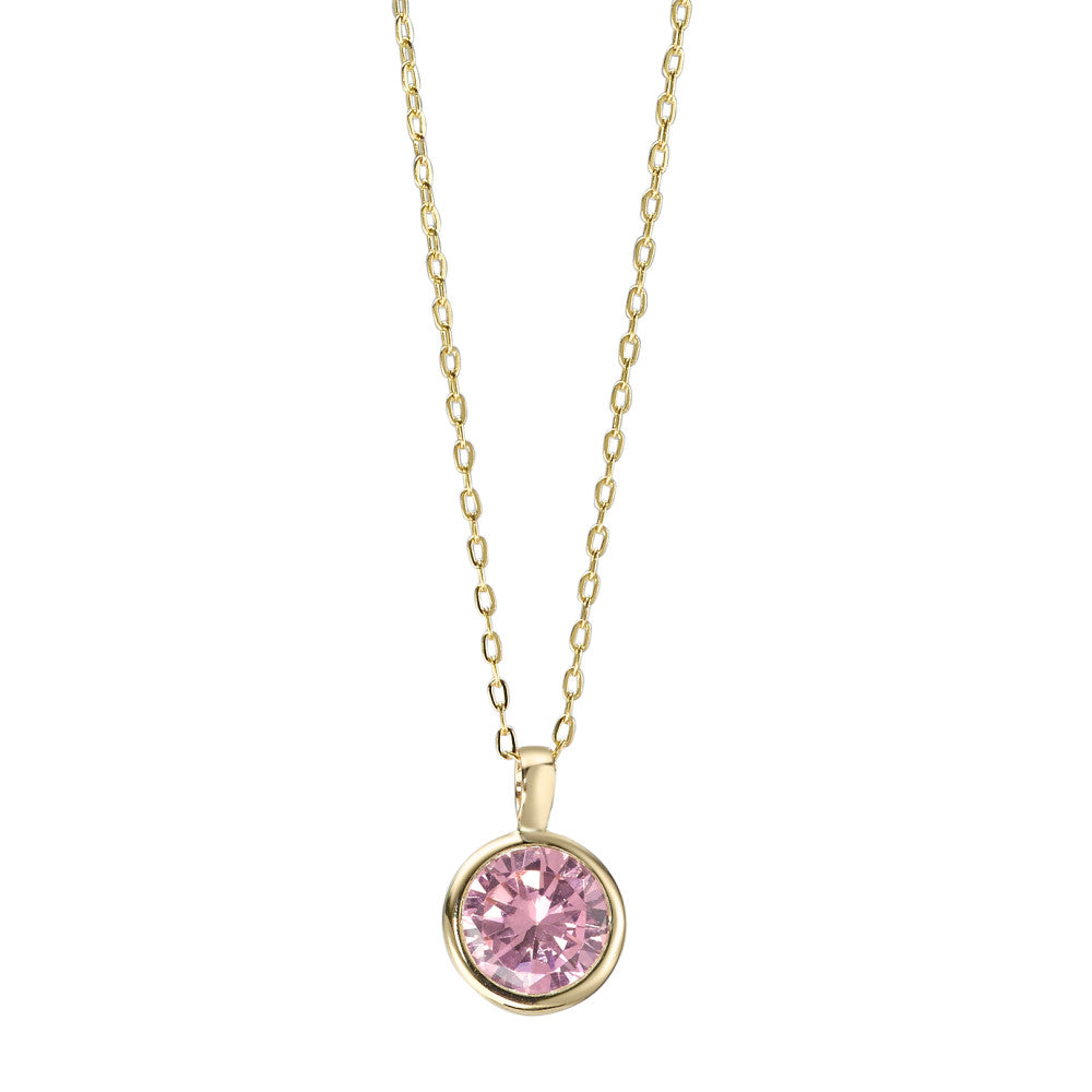 Collana Oro giallo 585/14 kt Zirconia rosa 40-42 cm