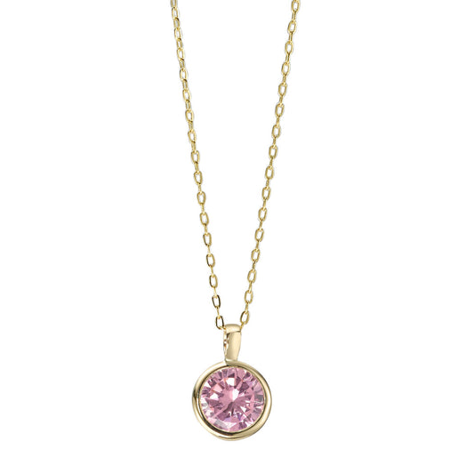 Collier Or jaune 14K Zircone rose 40-42 cm