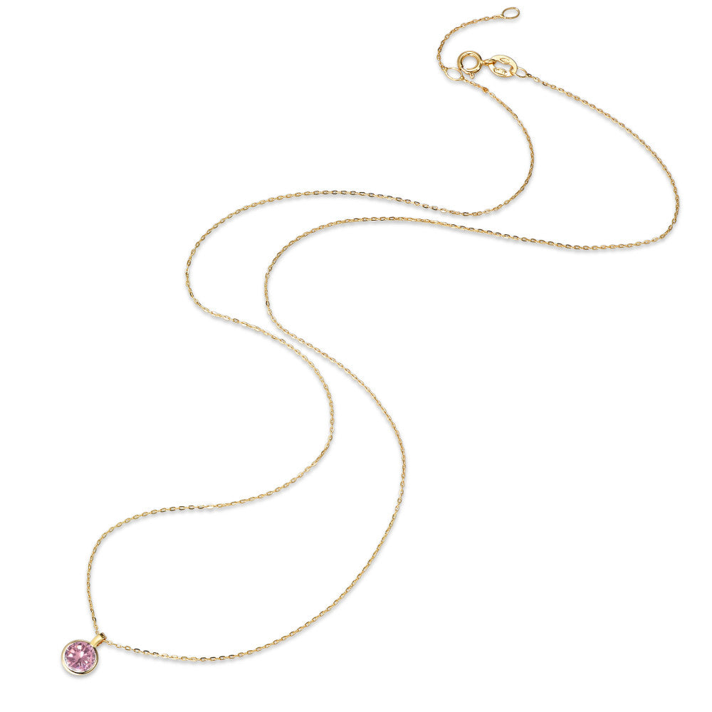 Collana Oro giallo 585/14 kt Zirconia rosa 40-42 cm