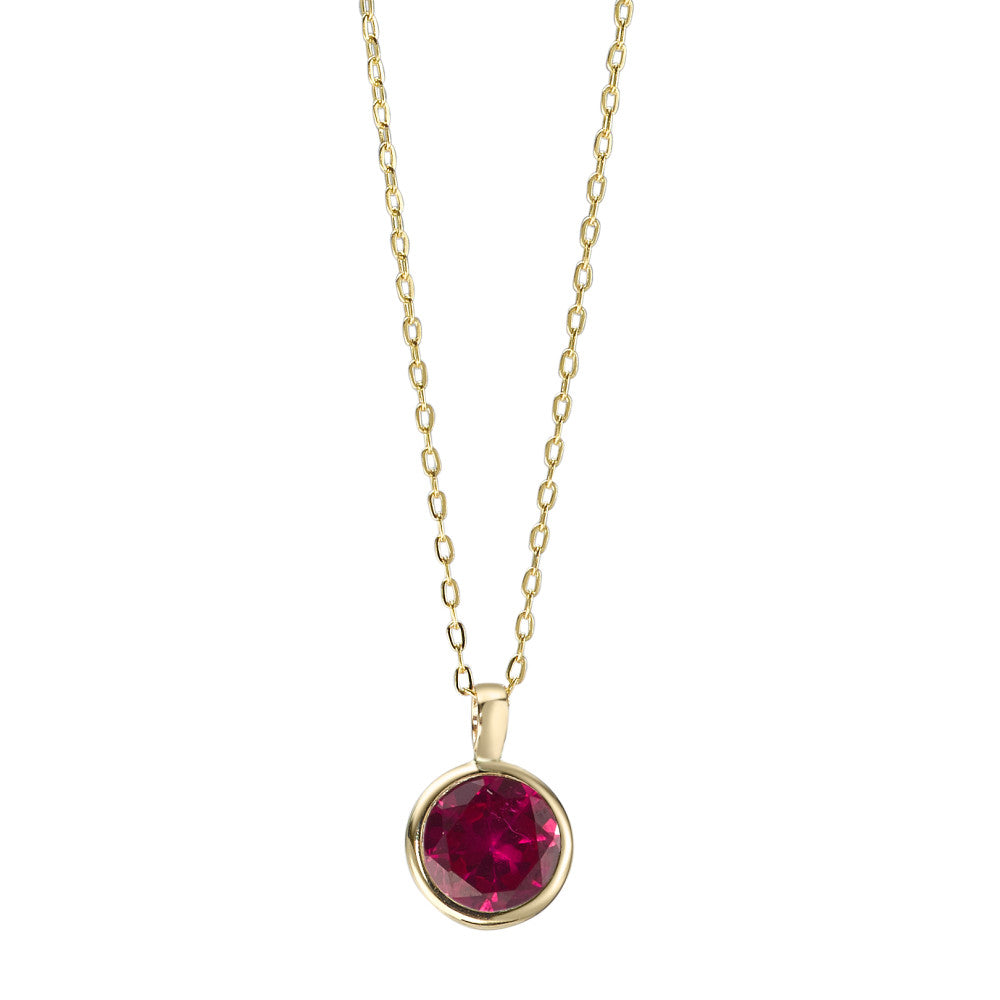 Collier Or jaune 14K Zircone rouge 40-42 cm