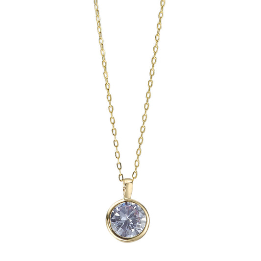 Collier 585/14 K Gelbgold Zirkonia lila verstellbar