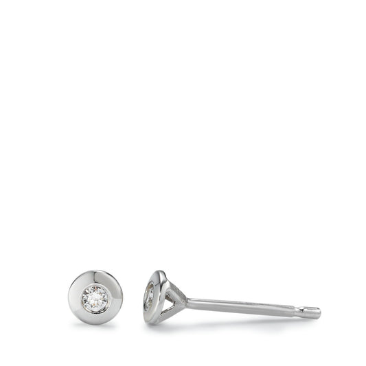 Clous d'oreilles Or blanc 14K Diamant 0.06 ct, 2 Pierres, w-si Ø4 mm