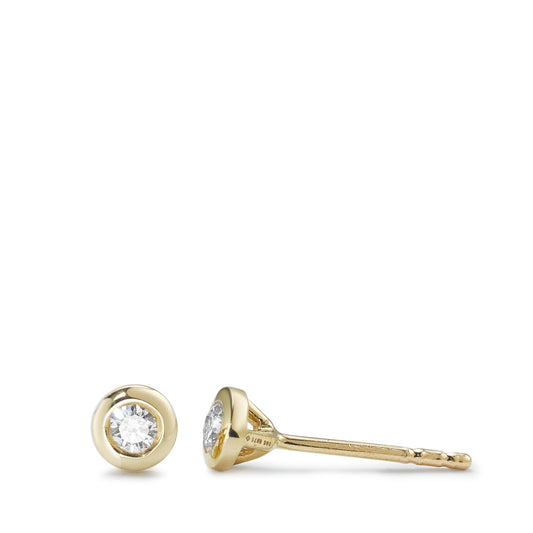 Clous d'oreilles Or jaune 14K Diamant 0.15 ct, 2 Pierres, w-si Ø4.5 mm