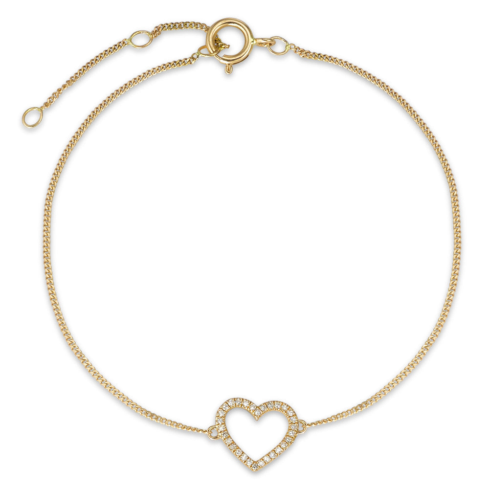 Bracciale Oro giallo 585/14 kt Diamante 0.05 ct, w-si Cuore 15-18 cm