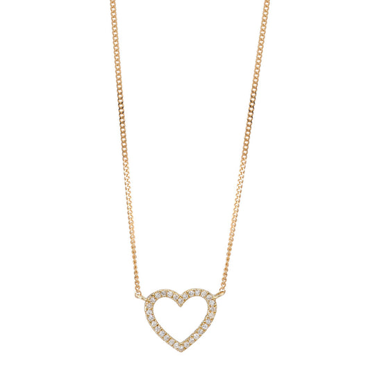 Collier Or jaune 14K Diamant 0.05 ct, w-si Coeur 42 cm