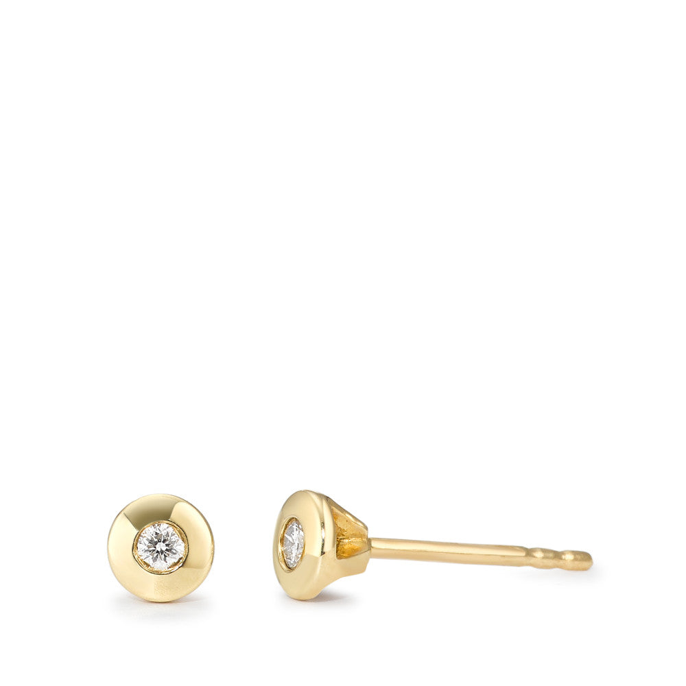 Clous d'oreilles Or jaune 14K Diamant 0.06 ct, 2 Pierres, w-si Ø4 mm