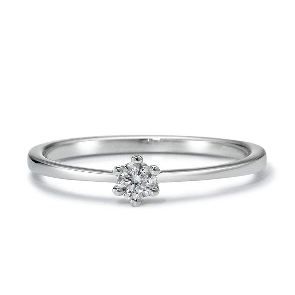 Bague solitaire Or blanc 14K Diamant 0.10 ct, w-si