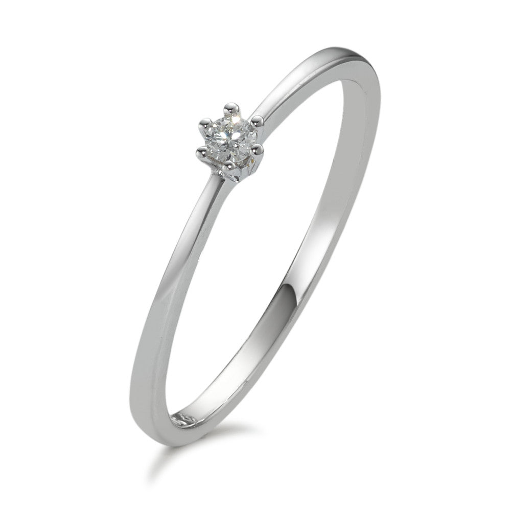 Solitär Ring 585/14 K Weissgold Diamant 0.05 ct, w-si