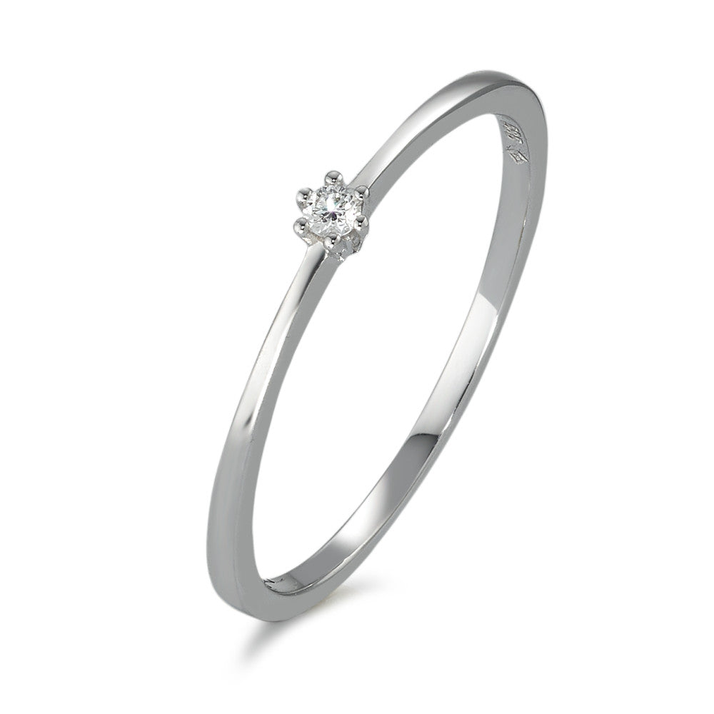 Bague solitaire Or blanc 14K Diamant 0.03 ct, w-si