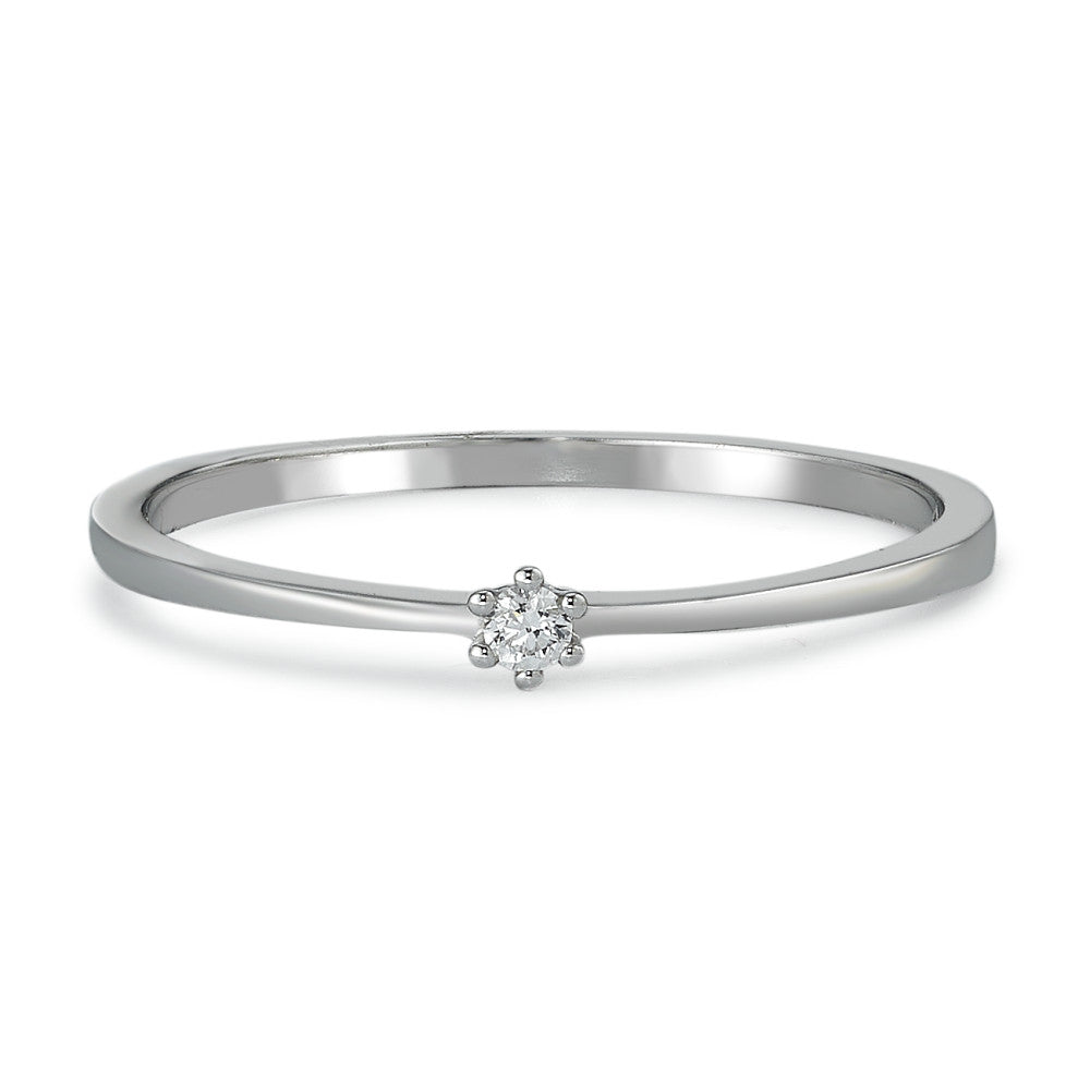 Bague solitaire Or blanc 14K Diamant 0.03 ct, w-si