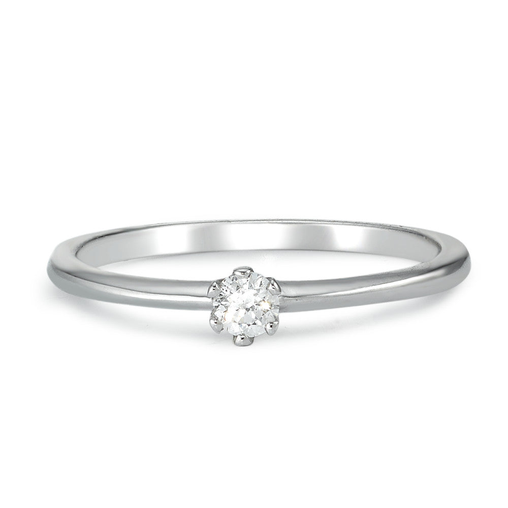 Bague solitaire Or blanc 14K Diamant 0.10 ct, w-si