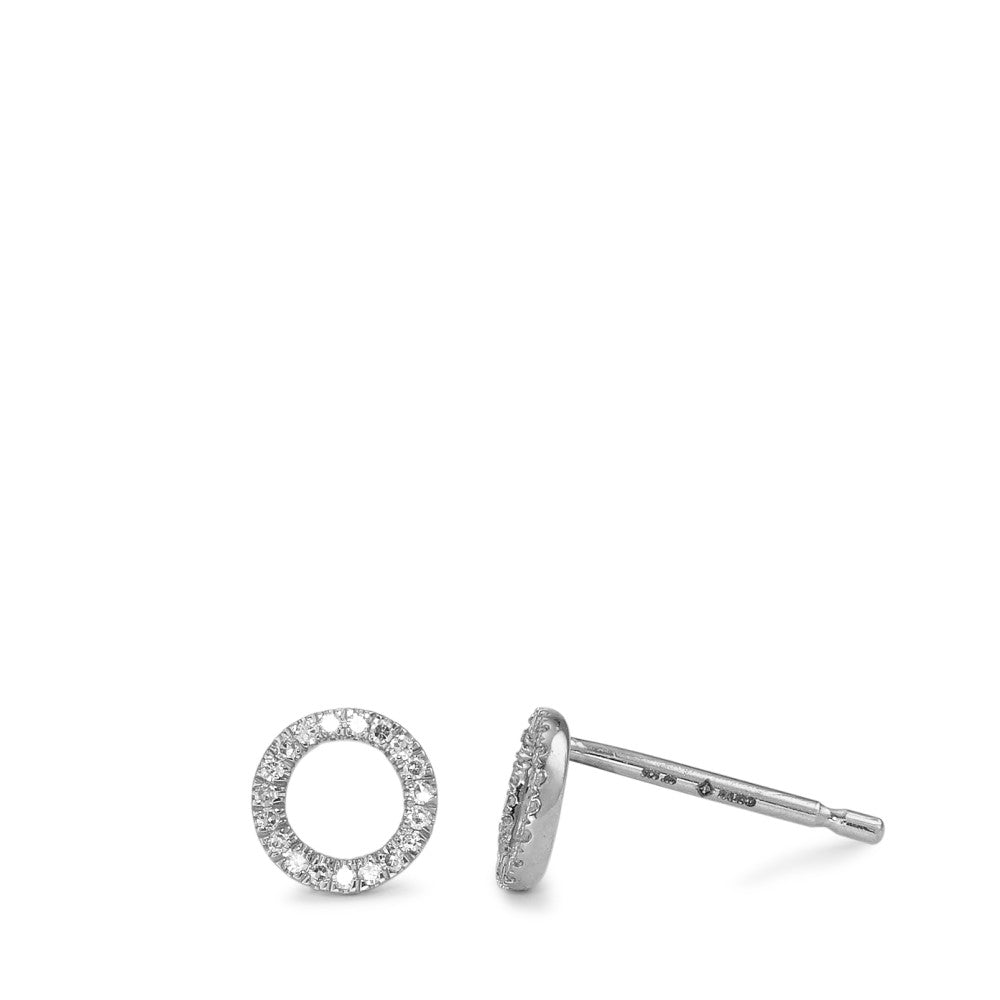 Clous d'oreilles Or blanc 14K Diamant 0.06 ct, w-si Ø5.5 mm