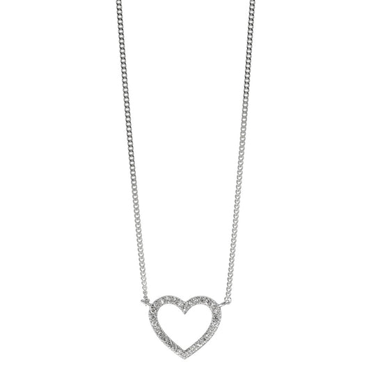 Collier Or blanc 14K Diamant 0.06 ct, w-si Coeur 42 cm