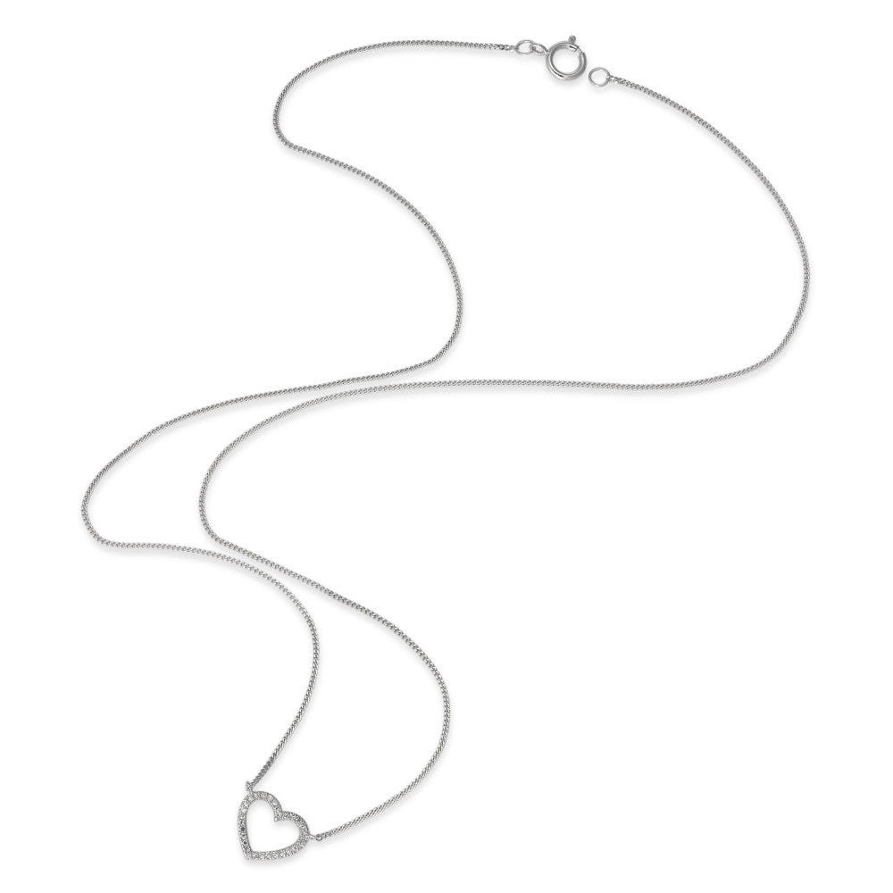 Collier Or blanc 14K Diamant 0.06 ct, w-si Coeur 42 cm