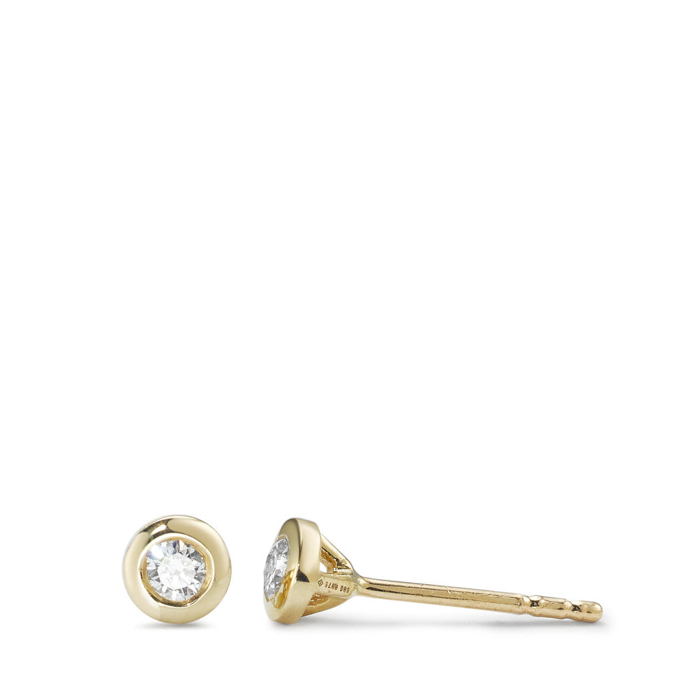 Clous d'oreilles Or jaune 14K Diamant 0.10 ct, 2 Pierres, w-si Ø4.5 mm