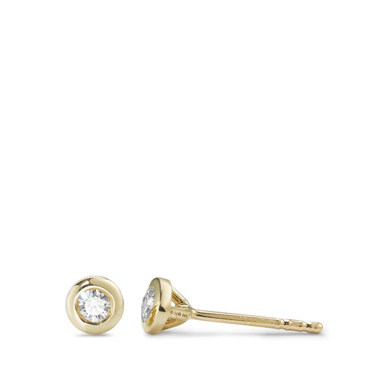 Clous d'oreilles Or jaune 14K Diamant 0.10 ct, 2 Pierres, w-si Ø4.5 mm