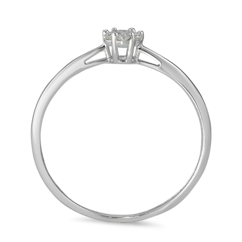 Bague solitaire Or blanc 14K Diamant 0.11 ct, 7 Pierres, w-si