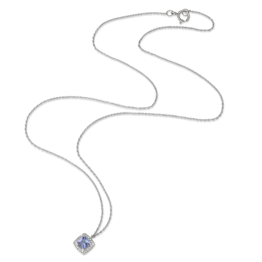 Collier Or blanc 14K Diamant 0.05 ct, w-si, Tanzanite 42 cm