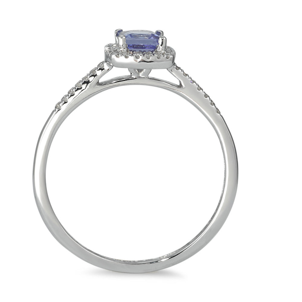 Anello Oro bianco 585/14 kt Diamante 0.09 ct, w-si, Tanzanite