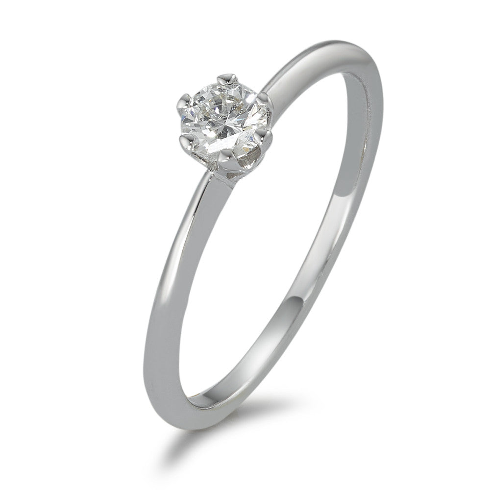 Bague solitaire Or blanc 14K Diamant 0.20 ct, w-si