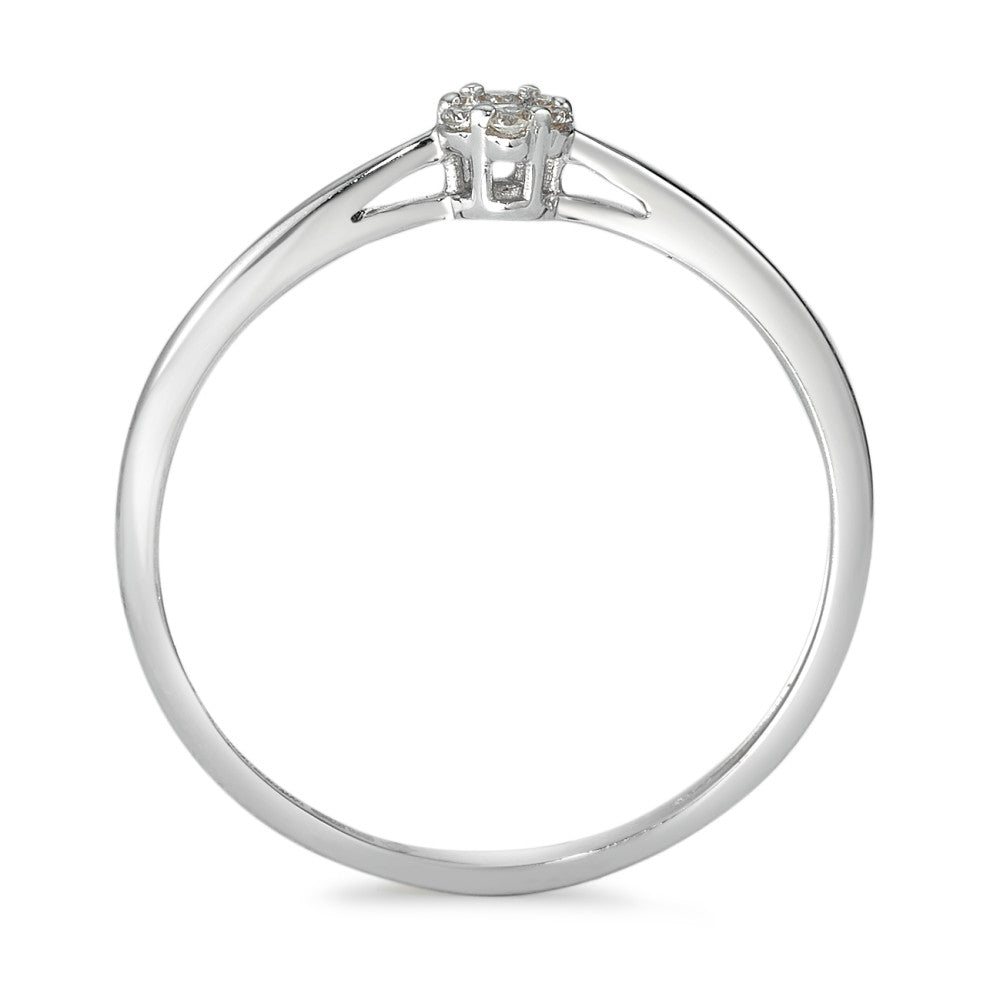 Bague solitaire Or blanc 14K Diamant 0.05 ct, 7 Pierres, w-si