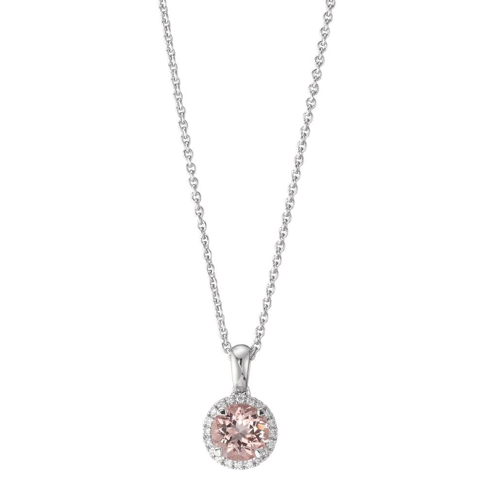 Collier 750/18 K Weissgold Morganit, Diamant 0.06 ct, w-si verstellbar