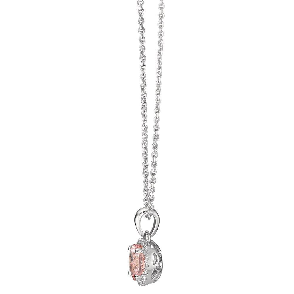 Collier Or blanc 18K Morganite, Diamant 0.06 ct, w-si 42-45 cm