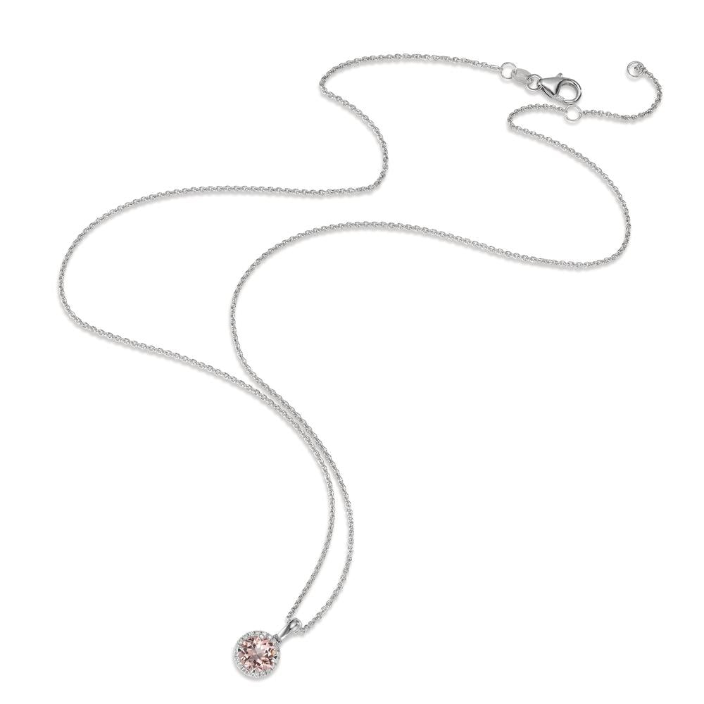 Collier Or blanc 18K Morganite, Diamant 0.06 ct, w-si 42-45 cm