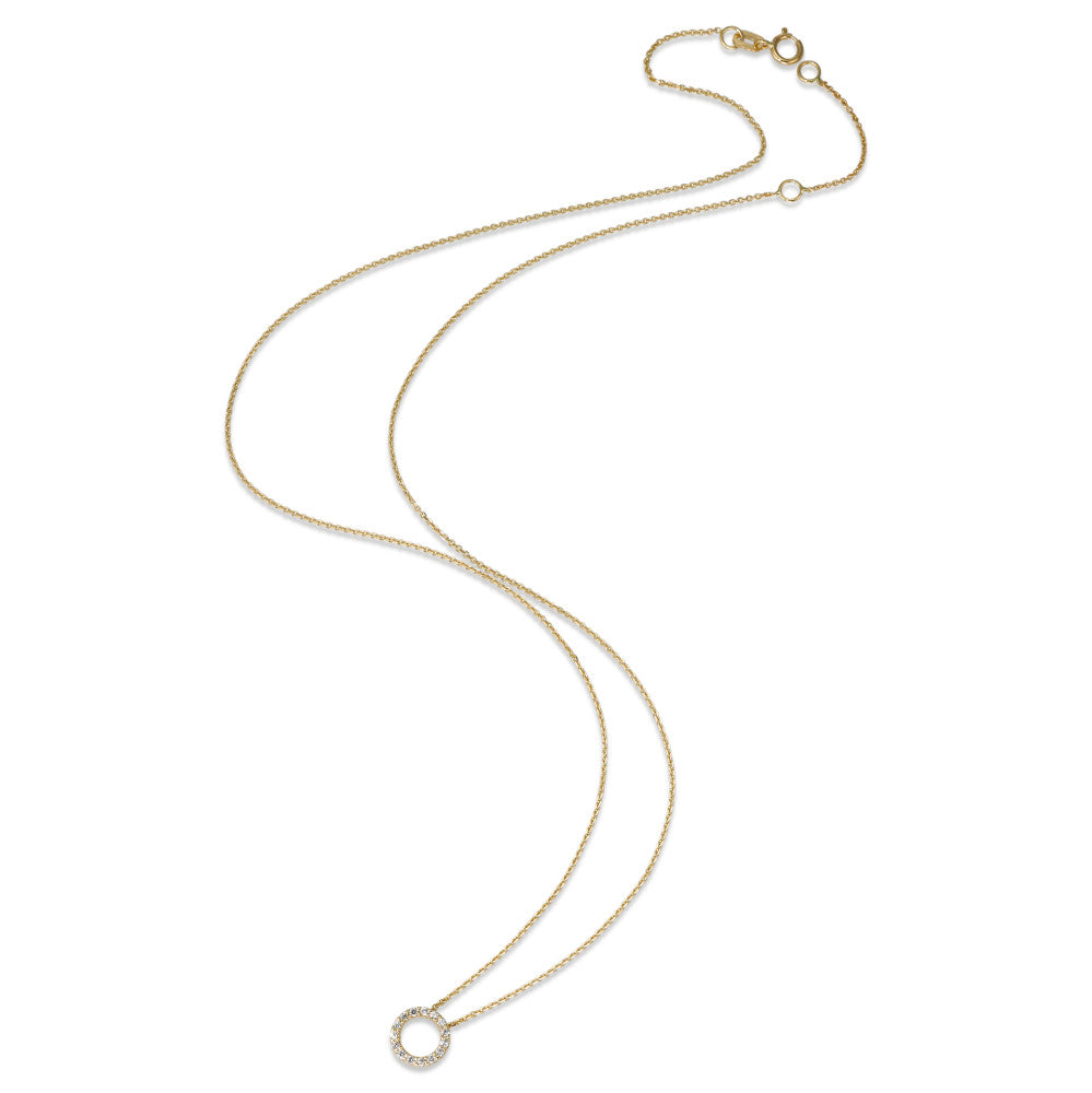 Collier Or jaune 14K Zircone blanc 42-45 cm Ø7 mm