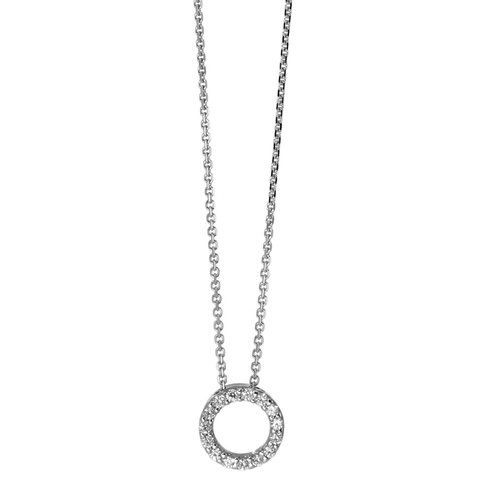 Collier Or blanc 14K Zircone blanc 42-45 cm Ø7 mm