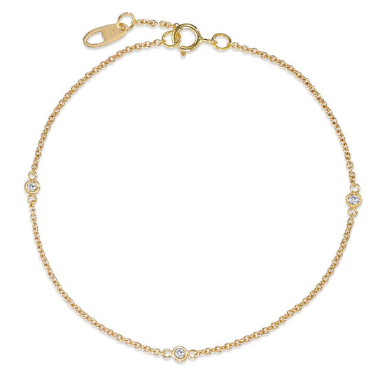 Bracelet Or jaune 18K Diamant 0.06 ct, 3 Pierres, w-si 17.5-19 cm