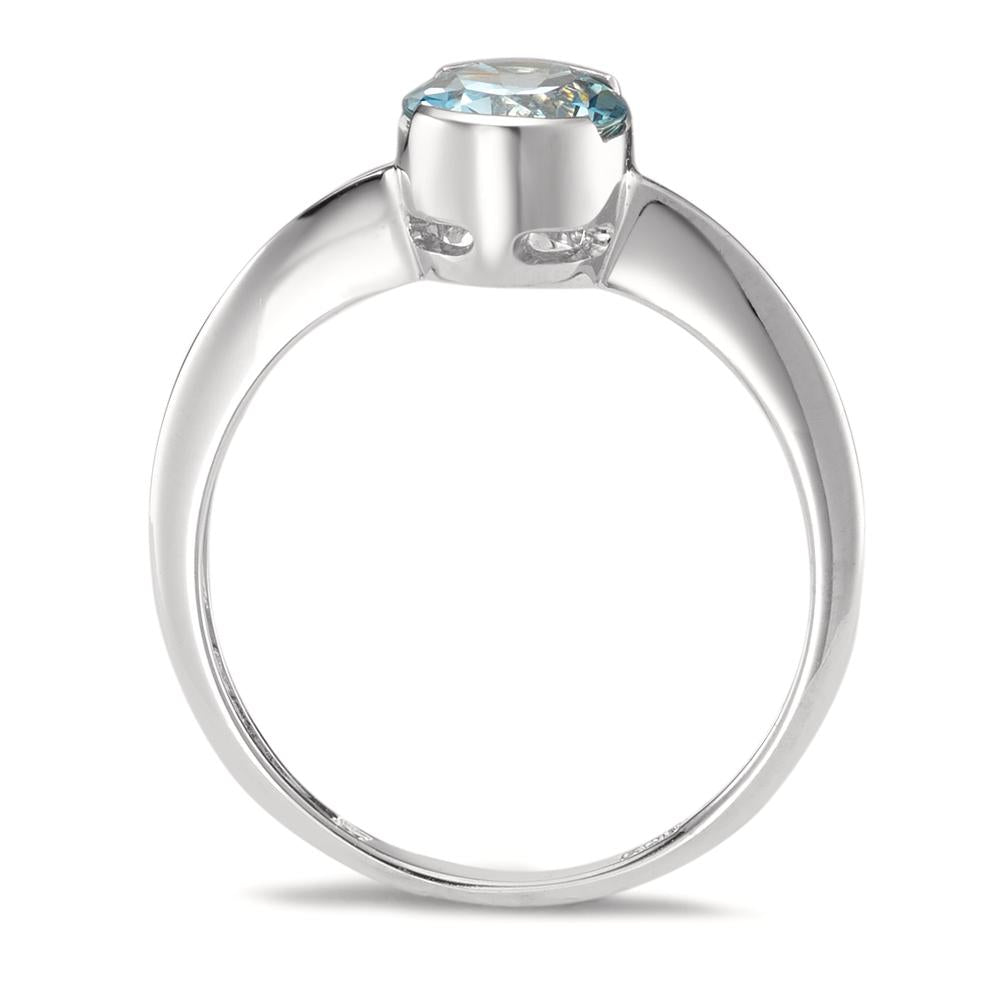 Bague Or blanc 14K Aigue-Marine Ø8.5 mm