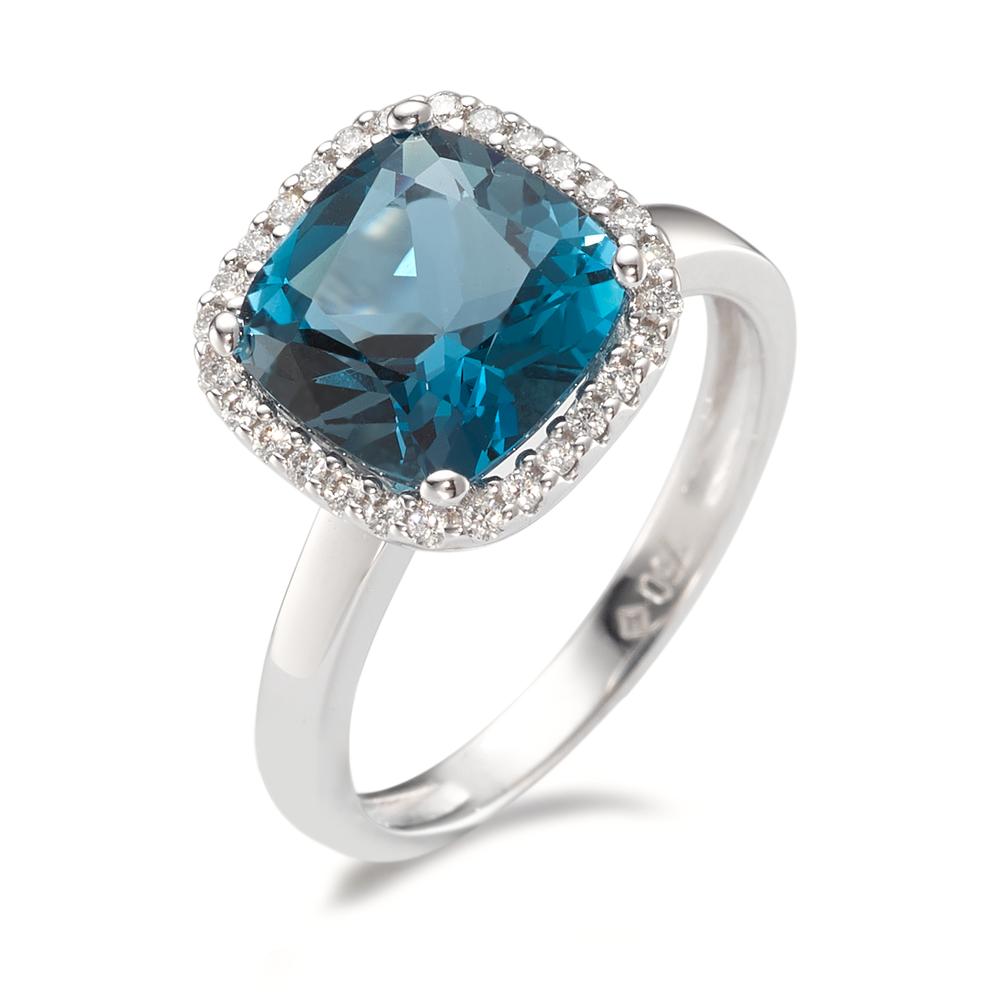 Bague Or blanc 18K Topaze London Blue