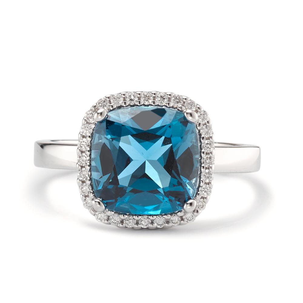 Bague Or blanc 18K Topaze London Blue