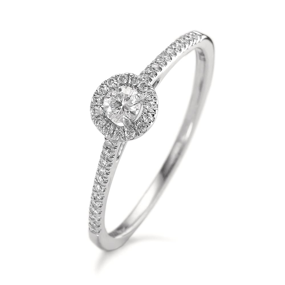 Bague solitaire Or blanc 18K Diamant 0.21 ct, w-si