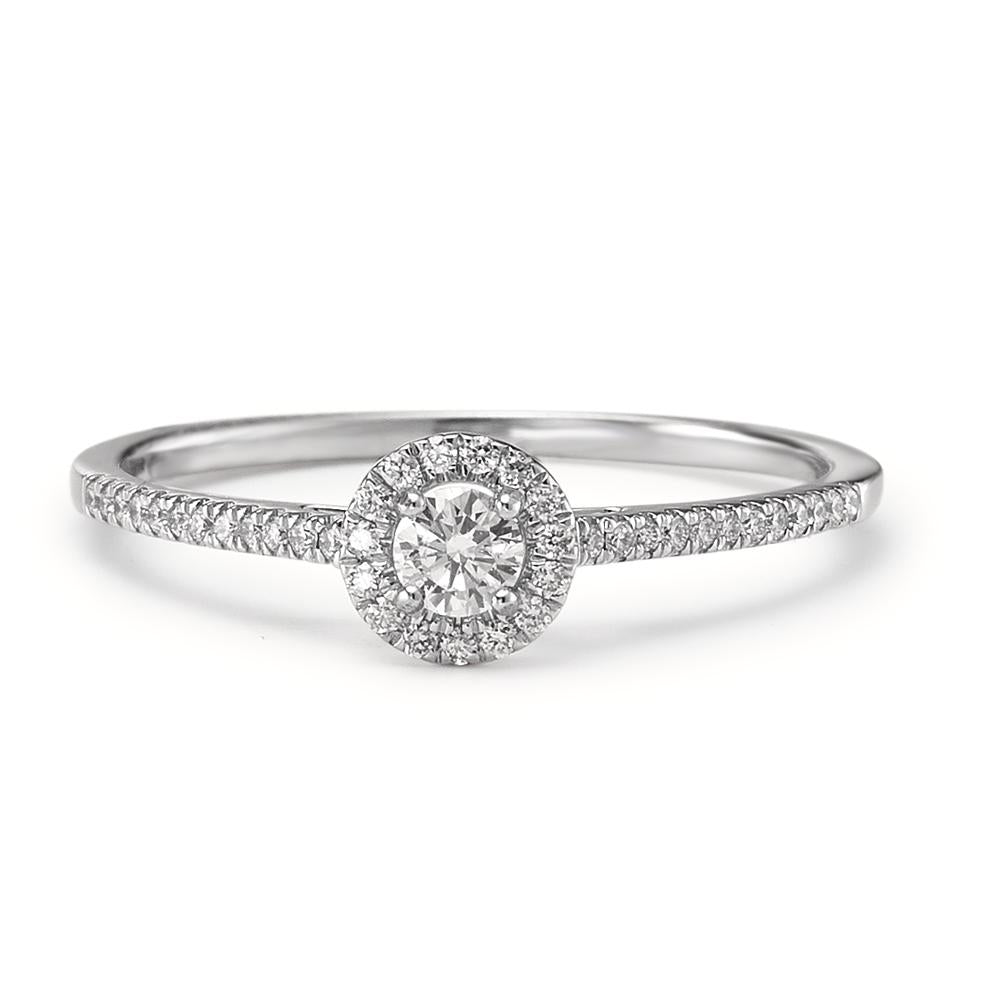 Bague solitaire Or blanc 18K Diamant 0.21 ct, w-si